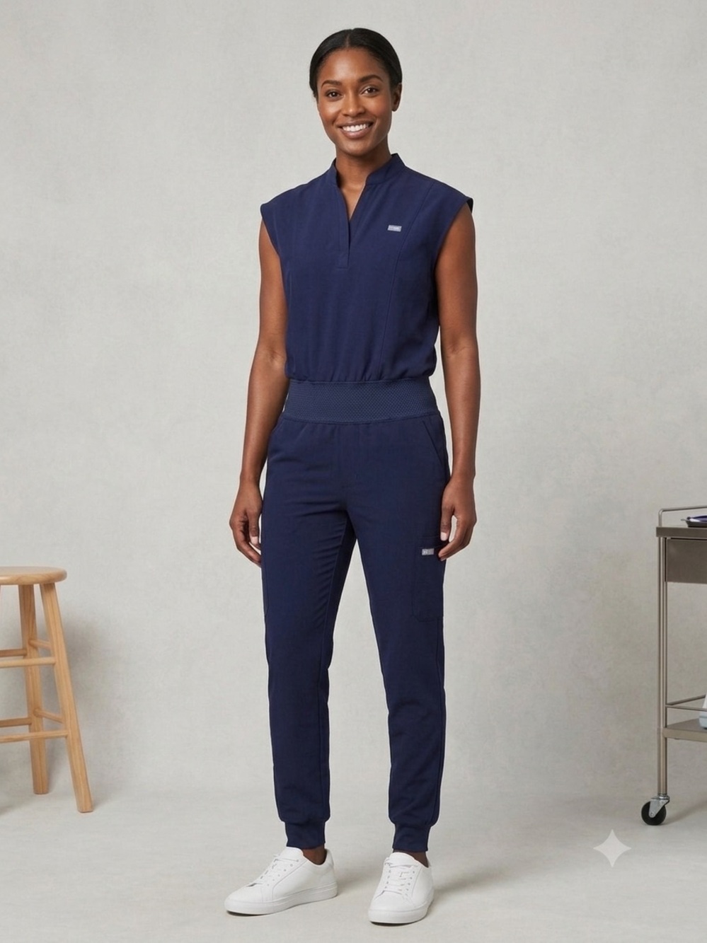 Figs Navy Sleeveless Bodysuit Top